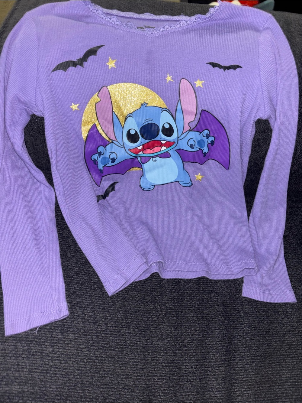 Girls Disney Lilo and Stitch T-Shirt Size s (4-5) Purple Halloween Limited